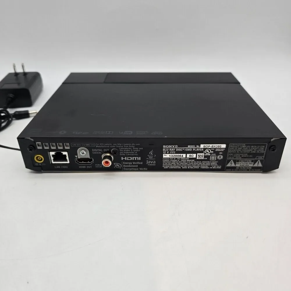 Sony BDP-BX350 Blu-ray / DVD Player w/ Power Adapter TESTED & WORKING!